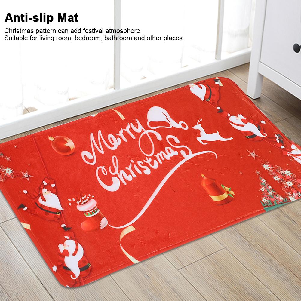 Christmas Pattern Home Kitchen Anti Slip Door Mat Absorbent Bathroom Floor Carpet