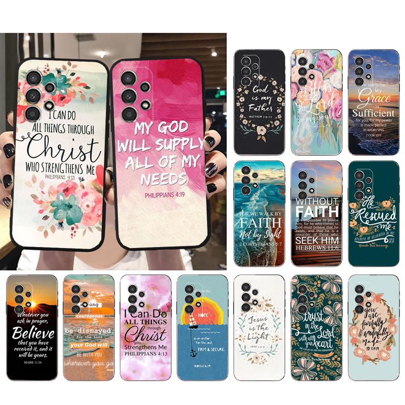 Phone Case for Samsung Galaxy A52S A04S A21S A33 A23 A13 A14 A32 A52 A53 A54 A51 A71 M51 Bible verse Jesus Christian Case