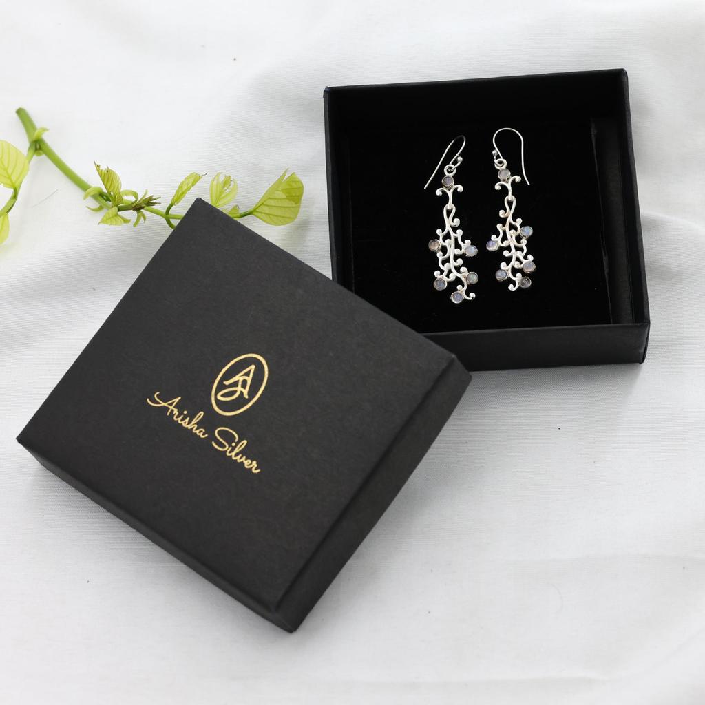 Natural Moonstone Silver Earring, June Birthstone Earring, 925 Sterling Silver Handmade Jewelry, Silver Dangle Earring, Gift For Her Ar6671