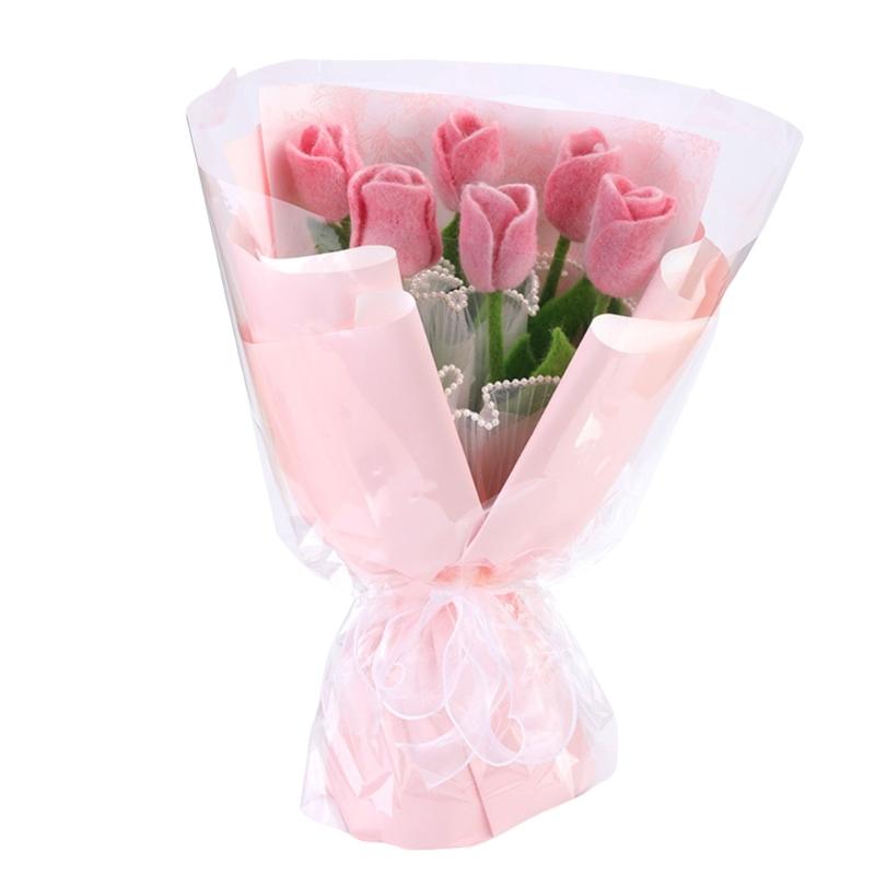 

Flower Bouquets Wool Felted Set Beginner Needle Felting Supply with Felting Needle Instruction Wool Roving Wood Handle 1