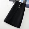 Women's Black Suit Midi Skirt: 2025 Spring High-End Bodycon A-line Skirt