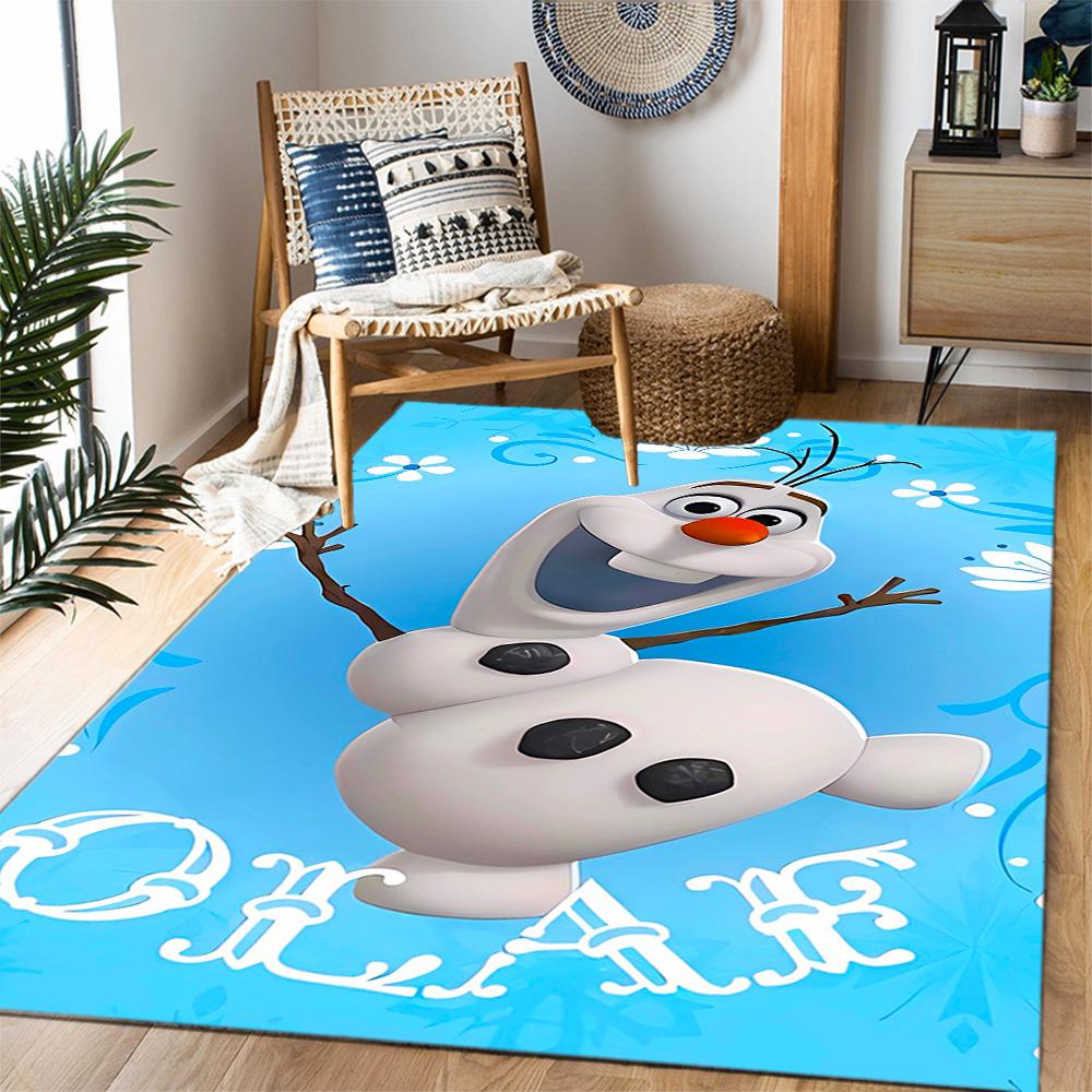 Frozen Olaf Cartoon Theme Non-Slip Rug - Made of Polyester, Suitable for Home Décor, Bedrooms, Living Rooms, Entryways, and Studios.