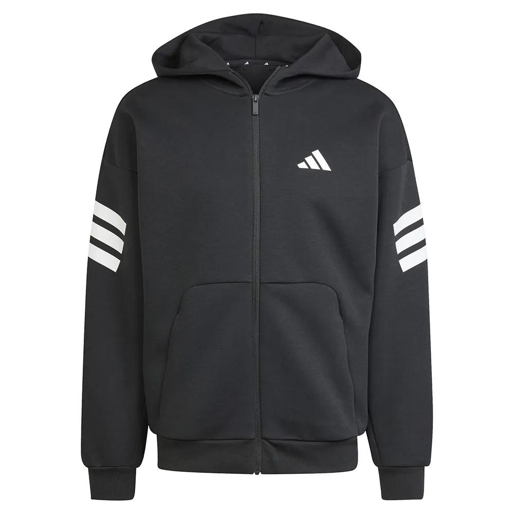 Adidas Future Icons 3 Stripes Full Zip Sweatshirt recycled polyester cotton Black