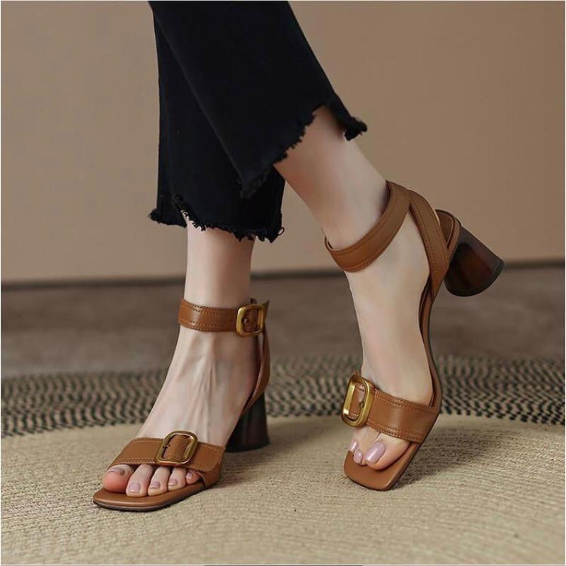 Summer Peep Toe High Heel Women Sandals Sexy Buckle Strap Ankle-wrap Ladies Sandals Club Shoes Sandals for Women Zapatos Mujer