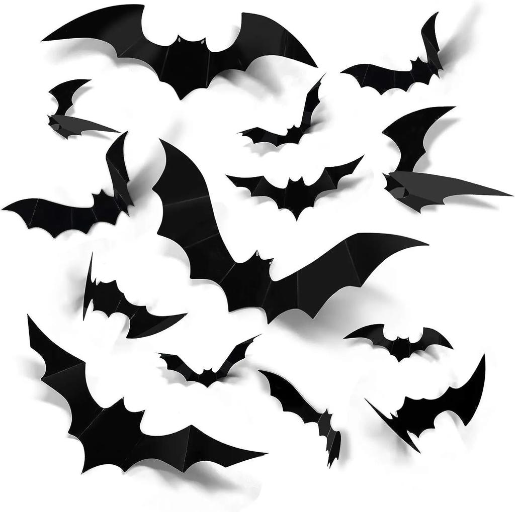 Xiaomi 3D Black PVC Bat Spider Wall Stickers Scary Halloween Decorations Party Props DIY Home Bar Room Spooky Ornament Supplies