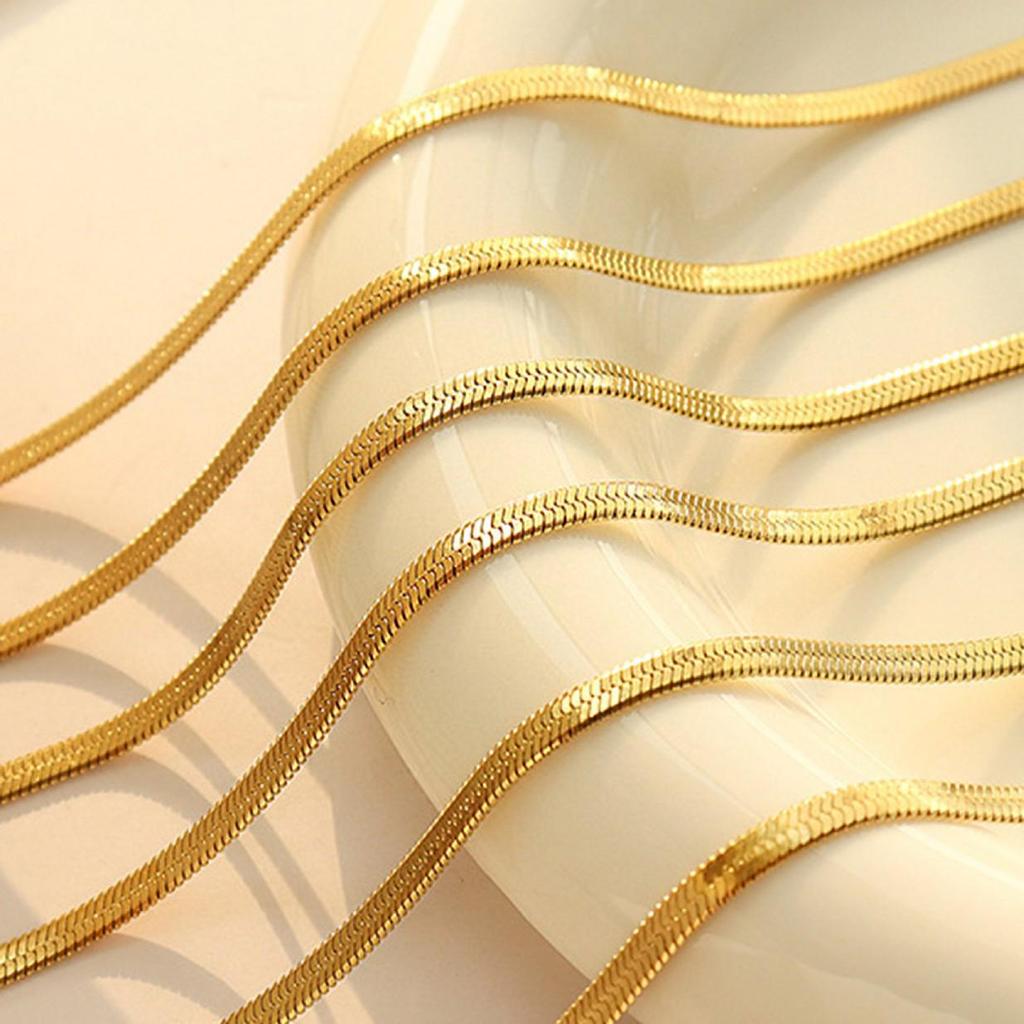 Unisex Minimalist 18k Gold-Plated Stainless Steel Snake Chain Necklace