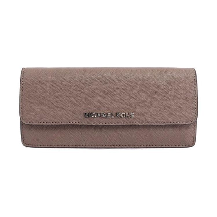 

Michael Kors Long Letter Logo Flap Three-In-One Leather Wallet Women wallet Gray Brown 35F7STVE1T Basic Set (Bag+Box)