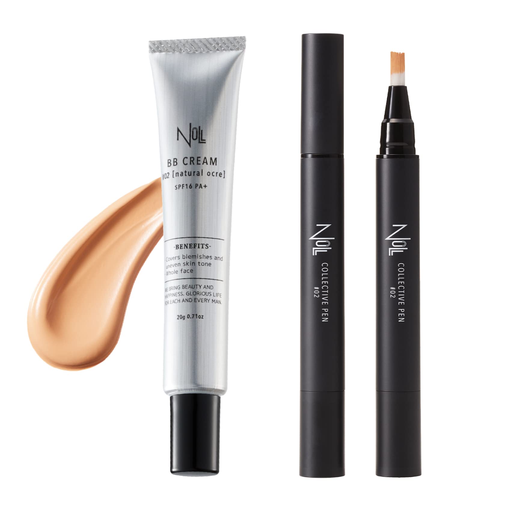 NULL Concealer (for redness, dark circles, pores, and acne scars) Corrective Pen #02 + Natural Cover BB Cream #02 - Standard Skin Tone Set