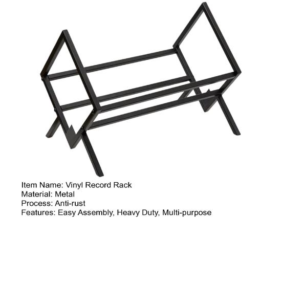 Vinyl Record Storage Rack Heavy Duty Metal Home Office Multi-purpose Matte Black Book Magazines Files Albums Vinyl Record Holder Organizer Stand