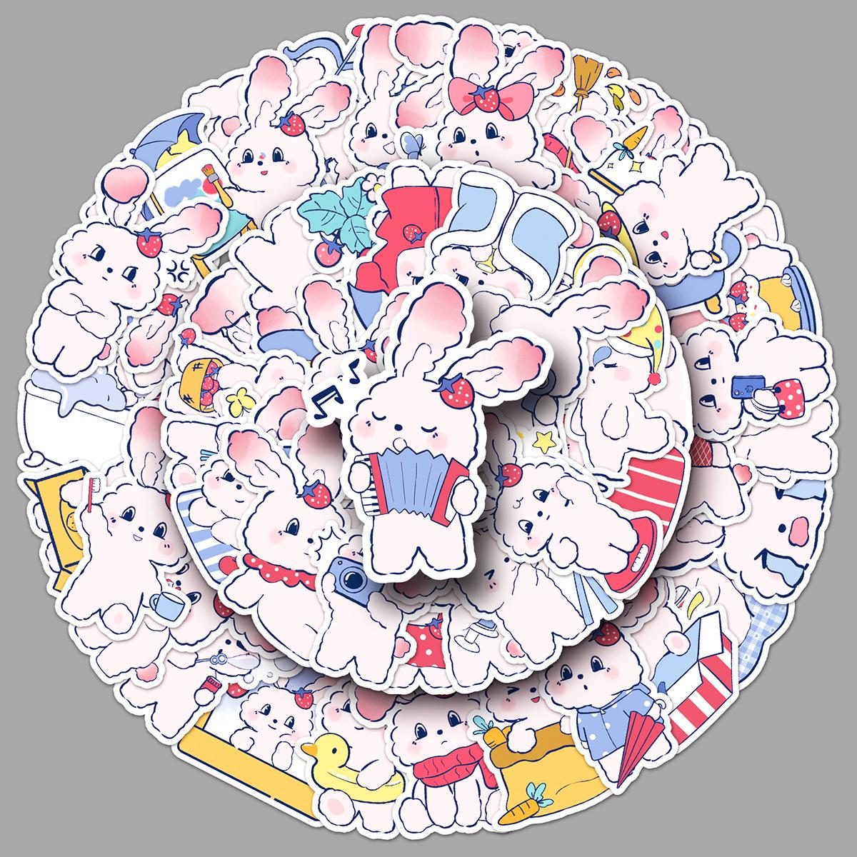 

51 Cute Waterproof Strawberry Rabbit Stickers for Journals and Phone Cases