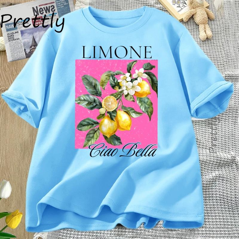 

Watercolor Lemons T-Shirt Limone Lemon Blossoms T Shirt Trendy Citrus Fruit Tee Cute Summer Cotton Short Sleeve Graphic T Shirts 4XL
