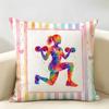 Girl Art Gymnastics Sport Ballet Cushion Cover Natural Linen Organic Fabric DoubleSided Printing Sofa Home Decor Pillow Case