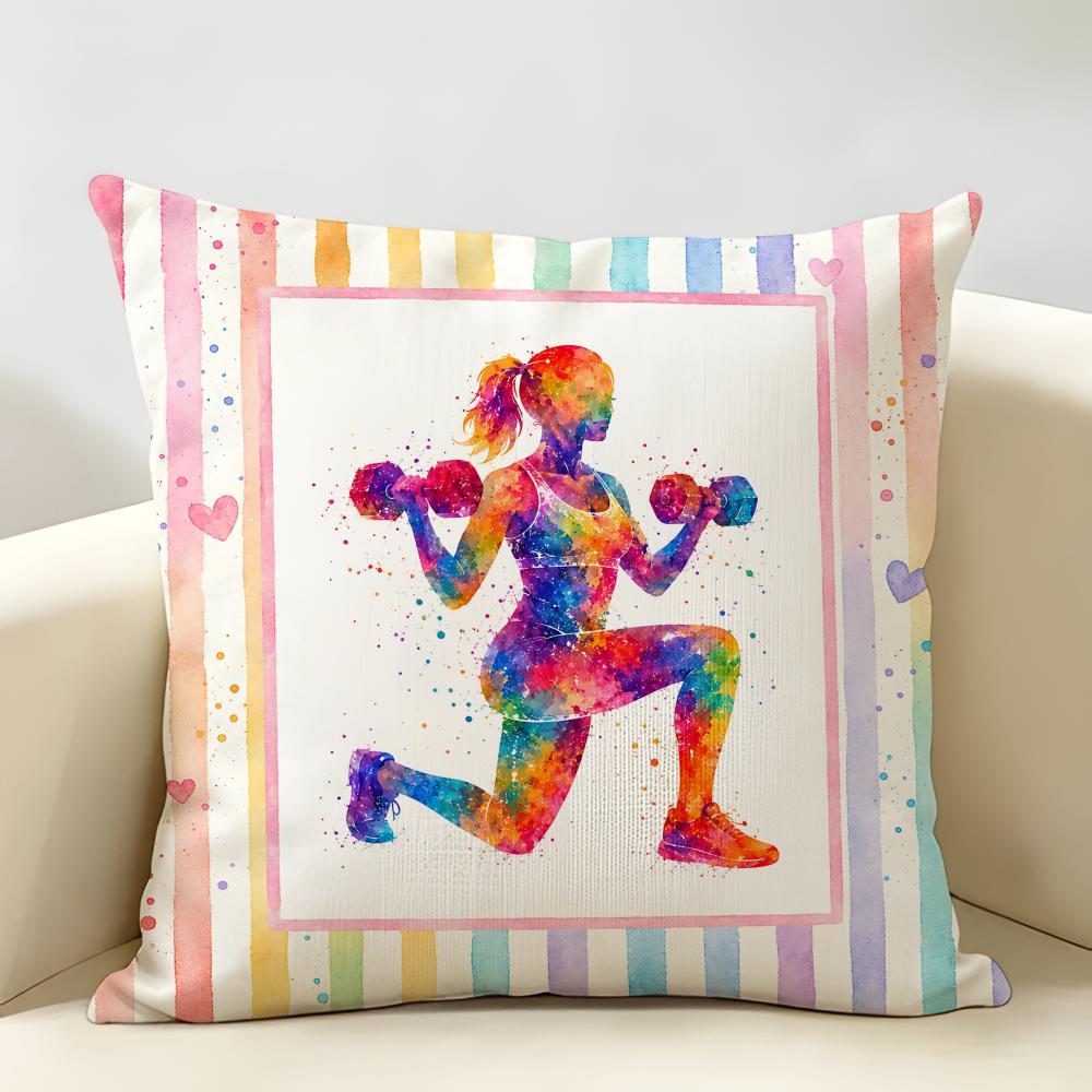 Girl Art Gymnastics Sport Ballet Cushion Cover Natural Linen Organic Fabric DoubleSided Printing Sofa Home Decor Pillow Case