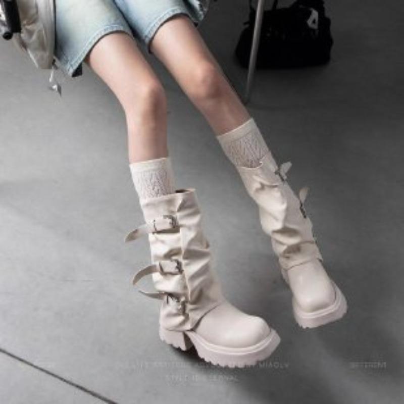 

2026 Winter Long-thigh Boots Heightened Platform Skinny Pointed Toe Women s Shoes 35