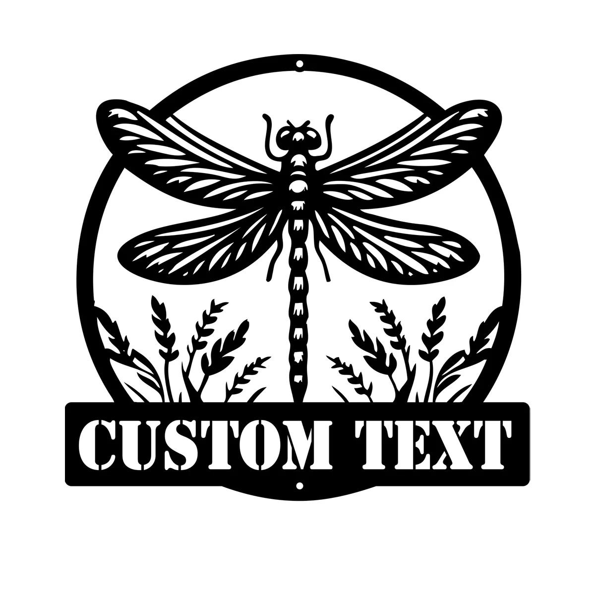 

Metal Dragonfly Wall Art, Personalized Name Sign Home Decor Housewarming Gift Hanging