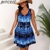BITCED Women's Fashion Print O-Neck Sleeveless Dress