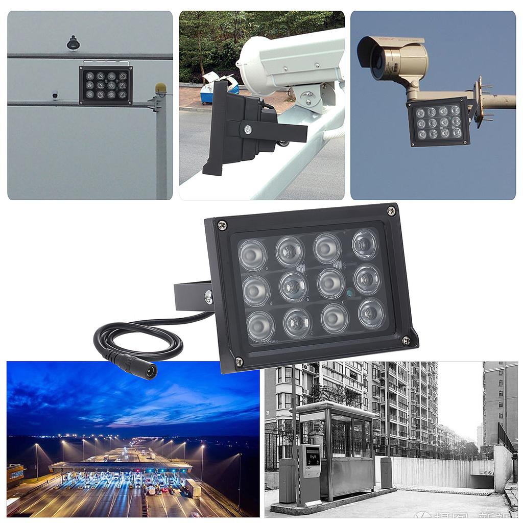 12pcs Array IR LEDS IR Illuminator Lamp Fill Light Night Vision Wide Angle Long Range Outdoor IP65 Waterproof for CCTV Camera