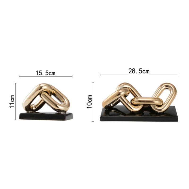 Ceramic Handicraft Golden Chain Skeleton Lock Ceramic Furniture Gold Ring Decorative Figurines Home Decoration Accessories
