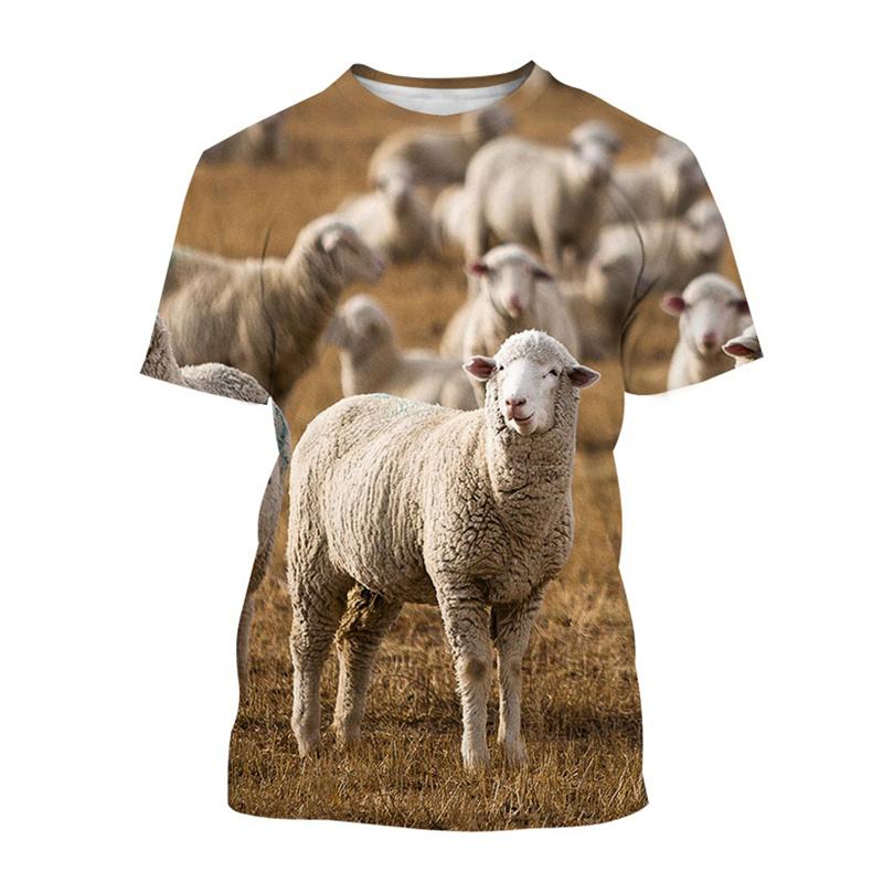 

Футболка с забавным принтом в виде овцы 3D для мужчин и женщин, летняя повседневная футболка с коротким рукавом и круглым вырезом, уличная одежда, топы, футболки, мужская одежда M