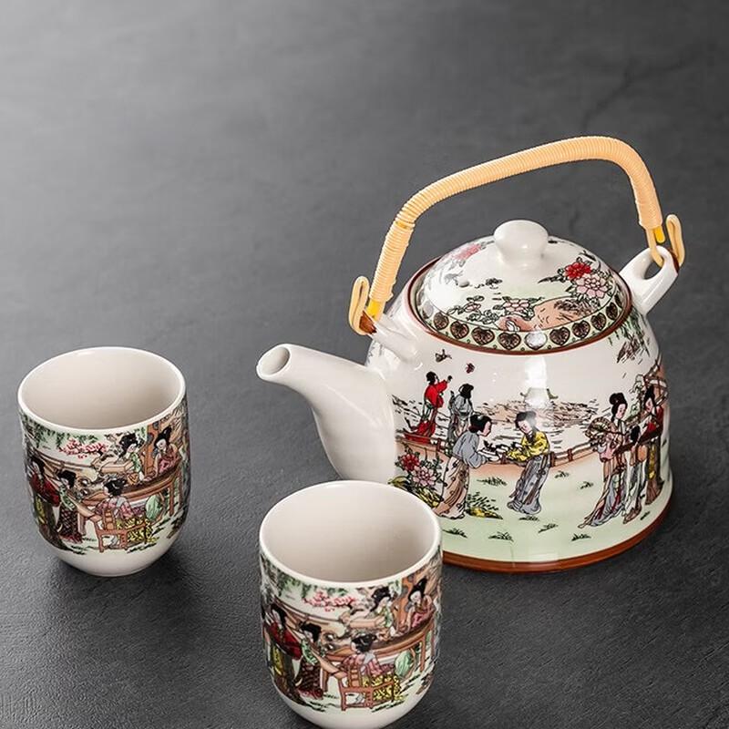 Pabei Retro Ceramic Tea Set (One Pot, Two Cups)