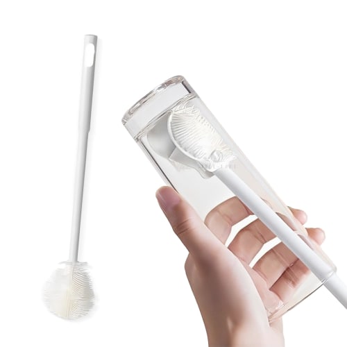 STEEL-LAND Cup Brush with Long Handle, Foldable Silicone Head, and 90-Degree Rotation, Ideal for Bottles, Water Bottles, Mugs, Glasses, Coffee Cups, B
