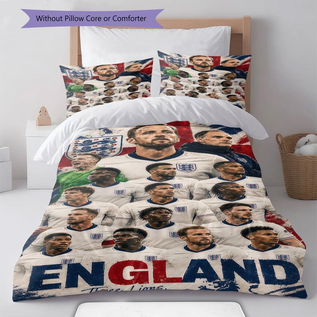 Biancheria da letto con motivo della Nazionale di Calcio Inglese, Set Copripiumino Federa Regalo di Compleanno per la Casa(1 * copripiumino + 2 * federa, senza nucleo)