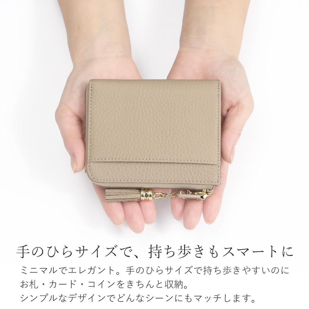 Blanc Pomme Women's Mini Wallet, Fragment Case, Pass Case, Genuine Leather, Lightweight, Slim, Stylish, bp-1085, Light Pink