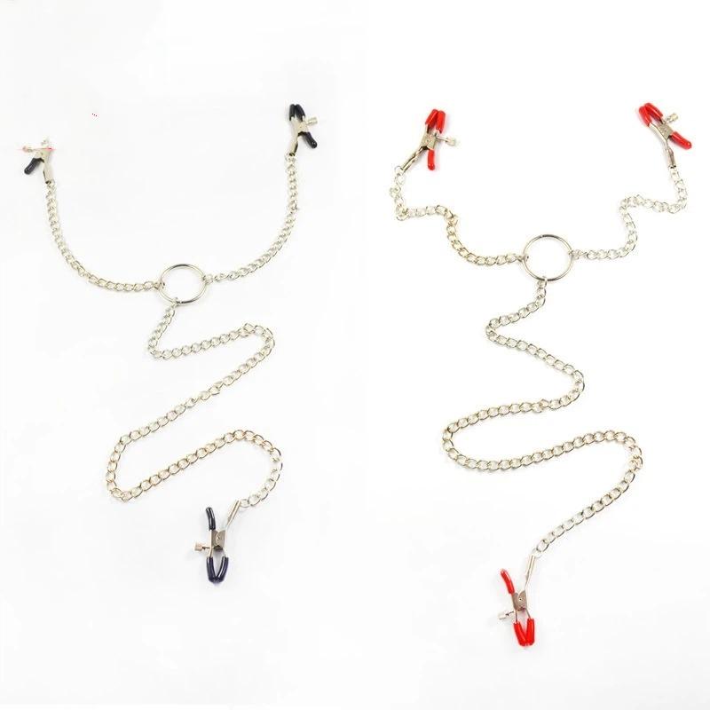 Adjustable Y-Shaped Mamilla Clitoris Mamilla Clamp With Metal Chain Bondage Adult Sex Toy Jewellery Triple nipple clip