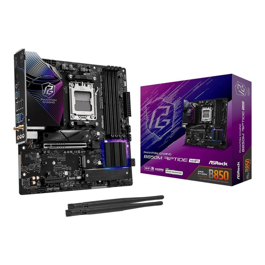 Płyta ASrock B850M Riptide WiFi /AMD B850/DDR5/SATA3/M.2/USB3.1/WiFi/BT/PCIe5.0/AM5/mATX