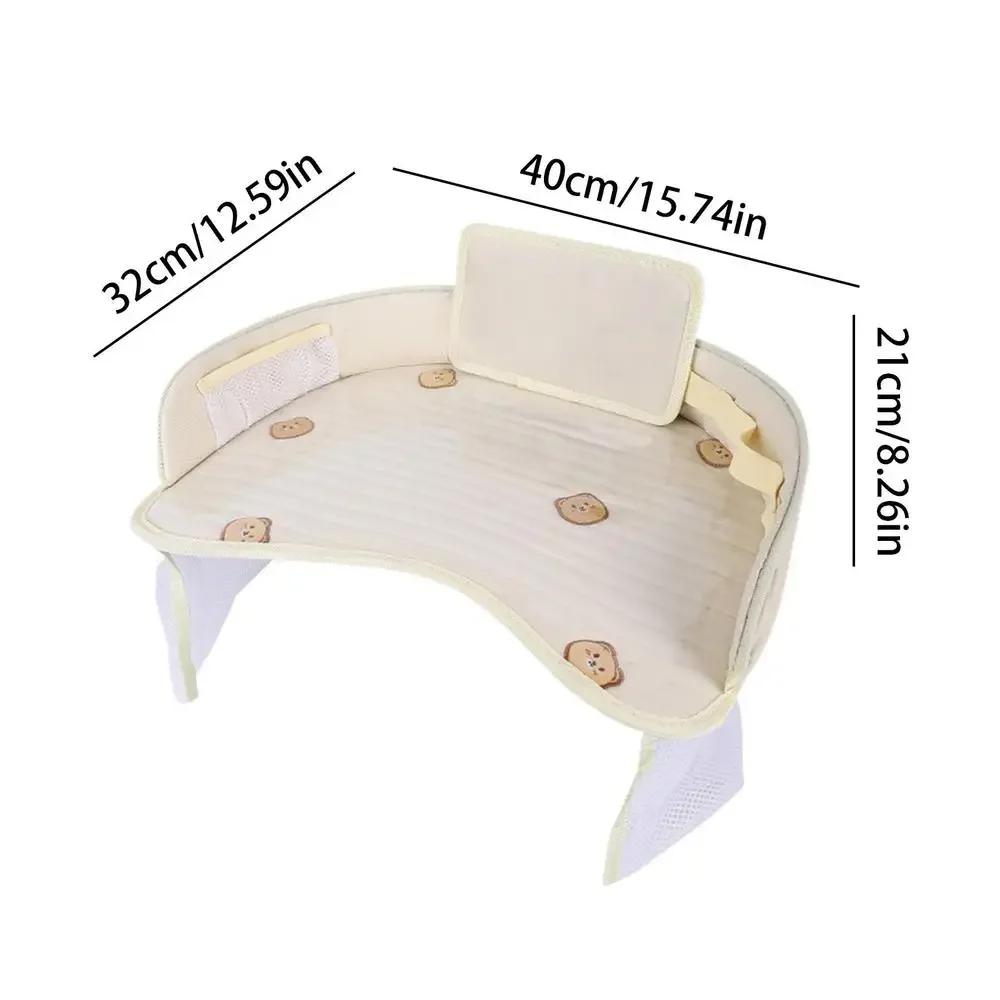 Foldable Car Seat Tray for Kids Waterproof Table with Multiple Pockets Portable Large Capacity Dining Drawing Table for Car