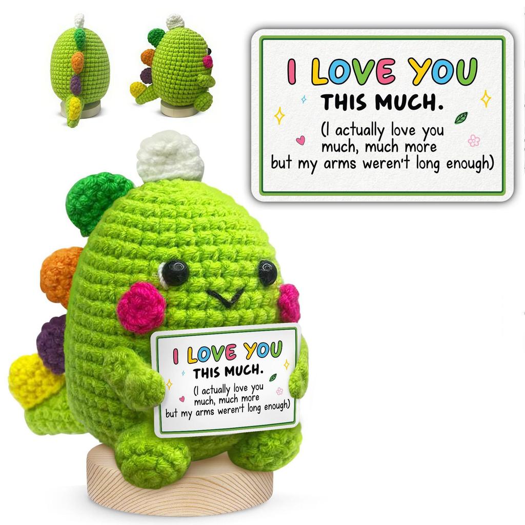 Cute Positive Crochet Animals Emotional Support Crochet Dinosaur Doll Handwoven Mini Animal Positive Gifts