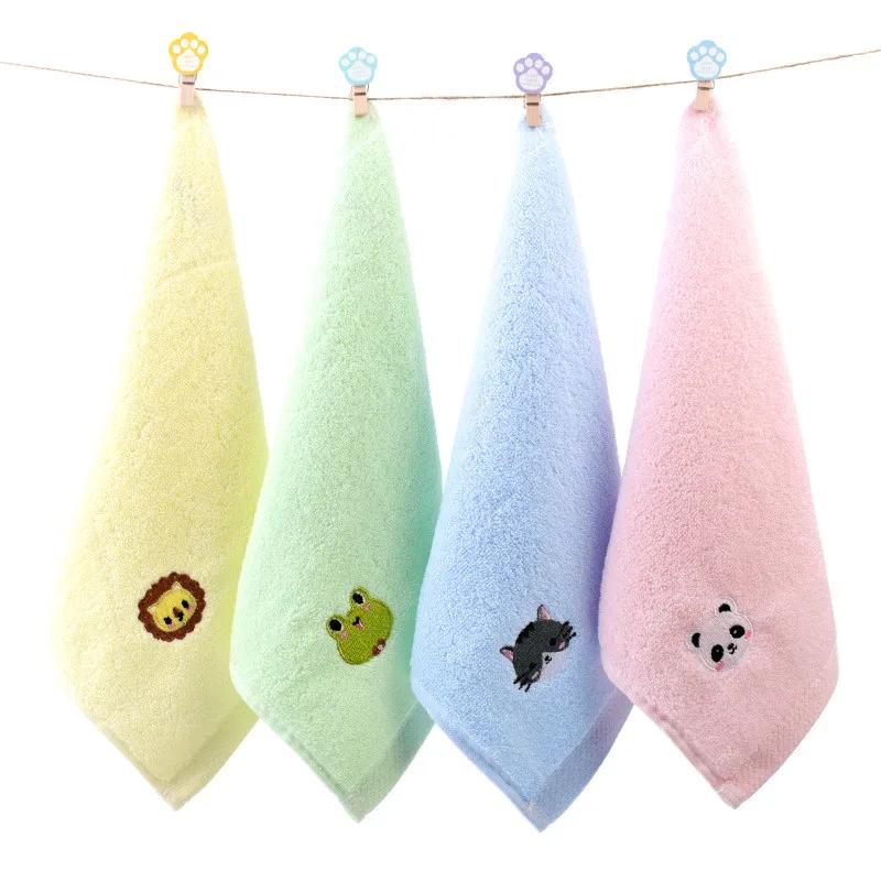 1Pc 25x25cm Small Square Face Towel Cartoon Embroidered Cotton Baby Child Kids Water Absorbent Soft Washcloth