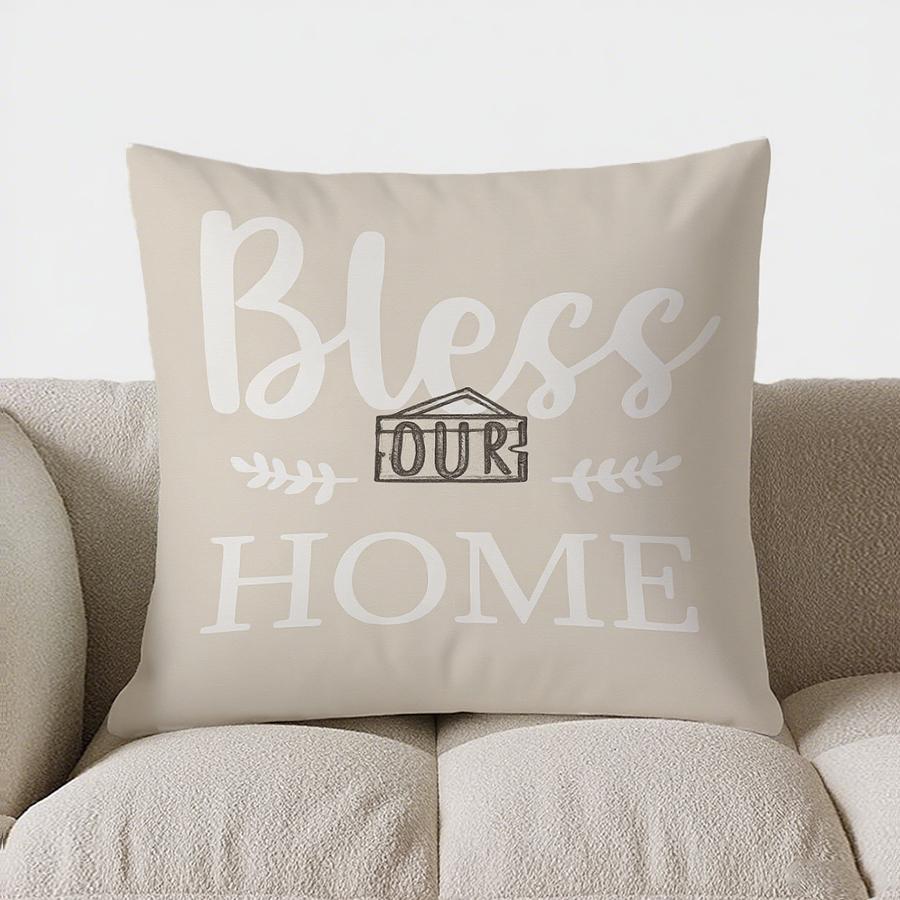 Home Decor Welcome To Our Home: House & Heart Decor Pattern Cushion Cover Suitable For Sofa Bedroom Car Pillow Cover