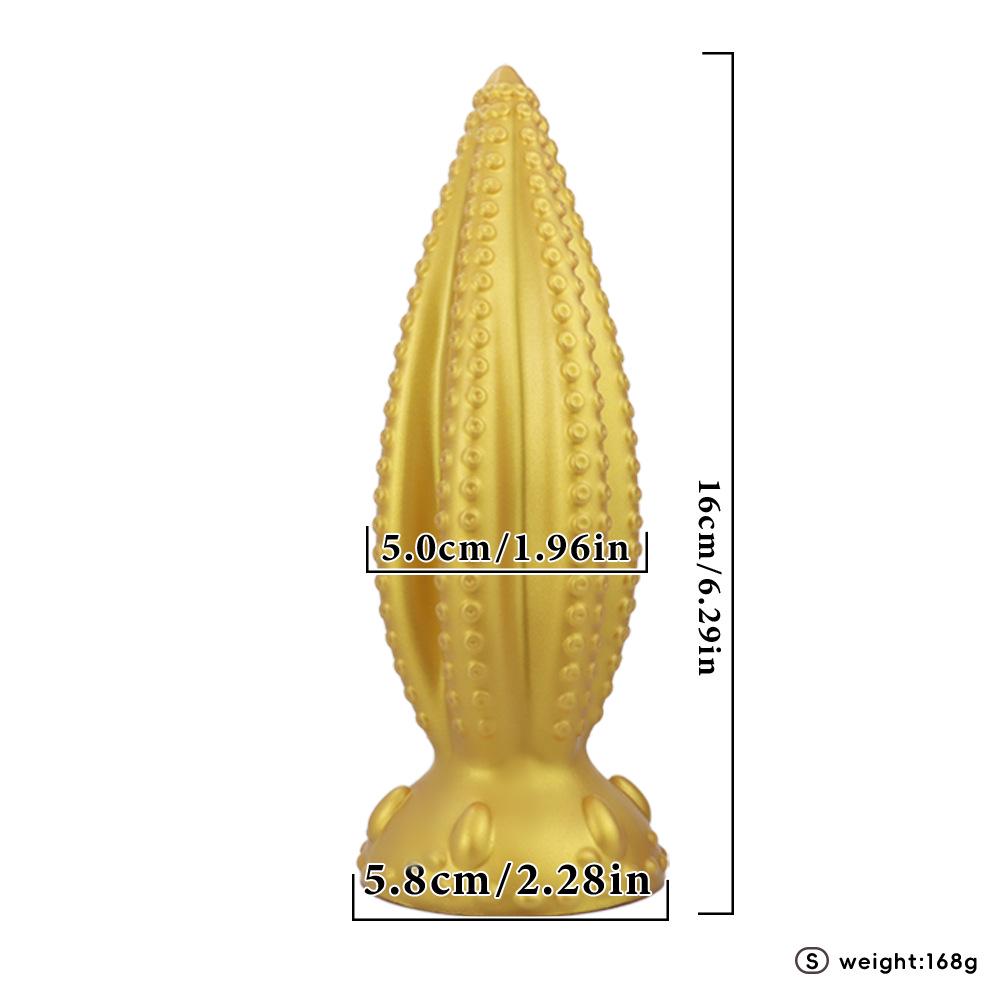 Gold Liquid Silicone Tentacle Butt Plug Set with Six Fingers - Available In Large, Medium & Small