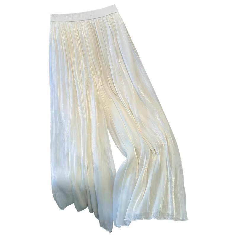 Iridescent Gauze Wide-Leg Skirt Pants for Women - 2025 Summer Fashion, Slimming, Drapey, and Versatile Casual Wear