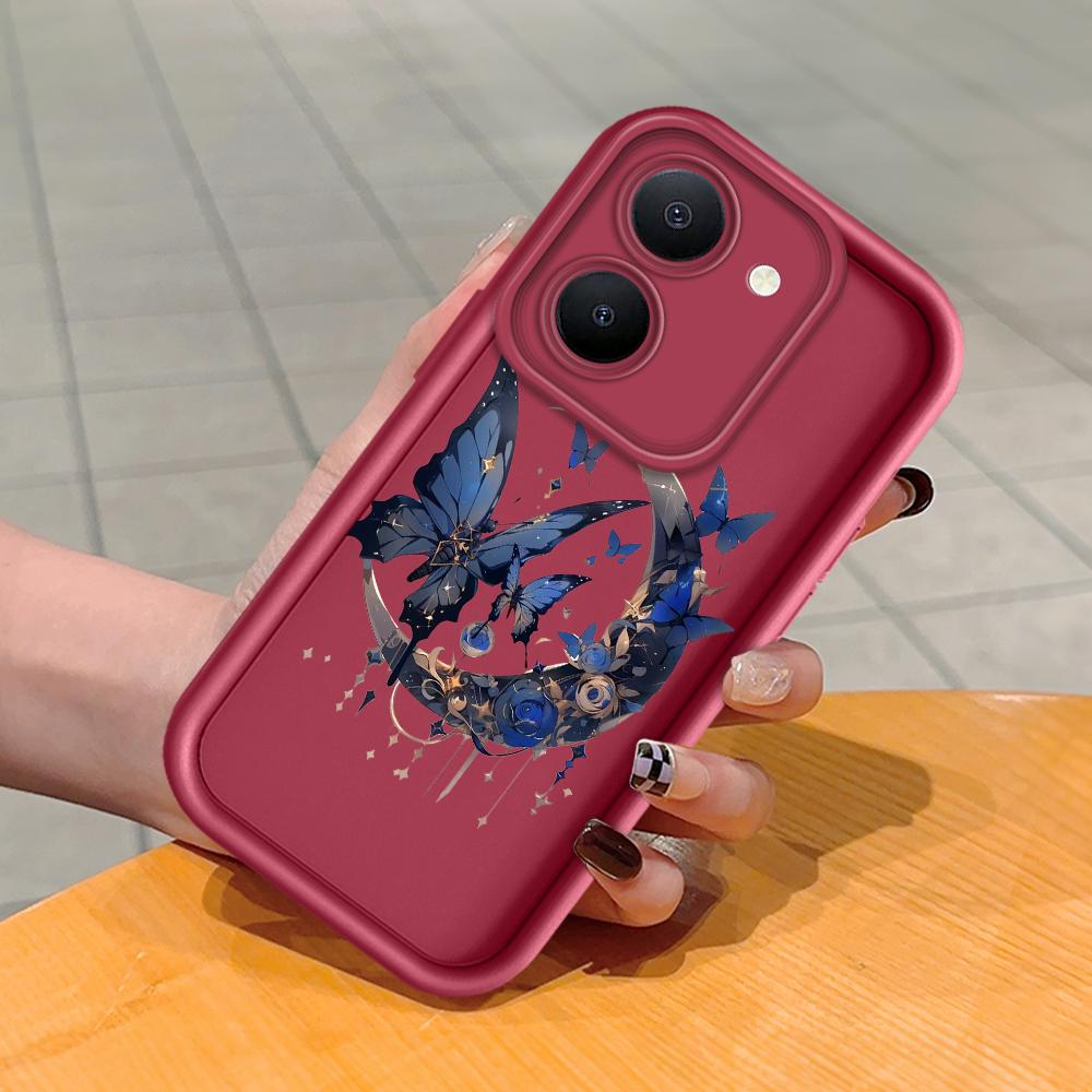 Měkký silikonový čtvercový žebříkový vzor tisku Pouzdro telefonu Plný kryt fotoaparátu Ochranné pryžové pouzdro odolné proti nárazům pro Vivo