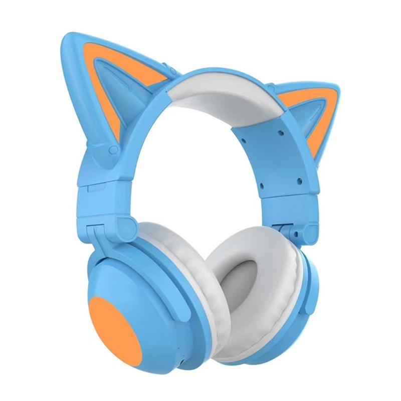 Cute for Cat Ear Pattern Kids Headset Bluetooth-compatible5.0 Headphone Best Present for Girls Boys Birthday Party New Y