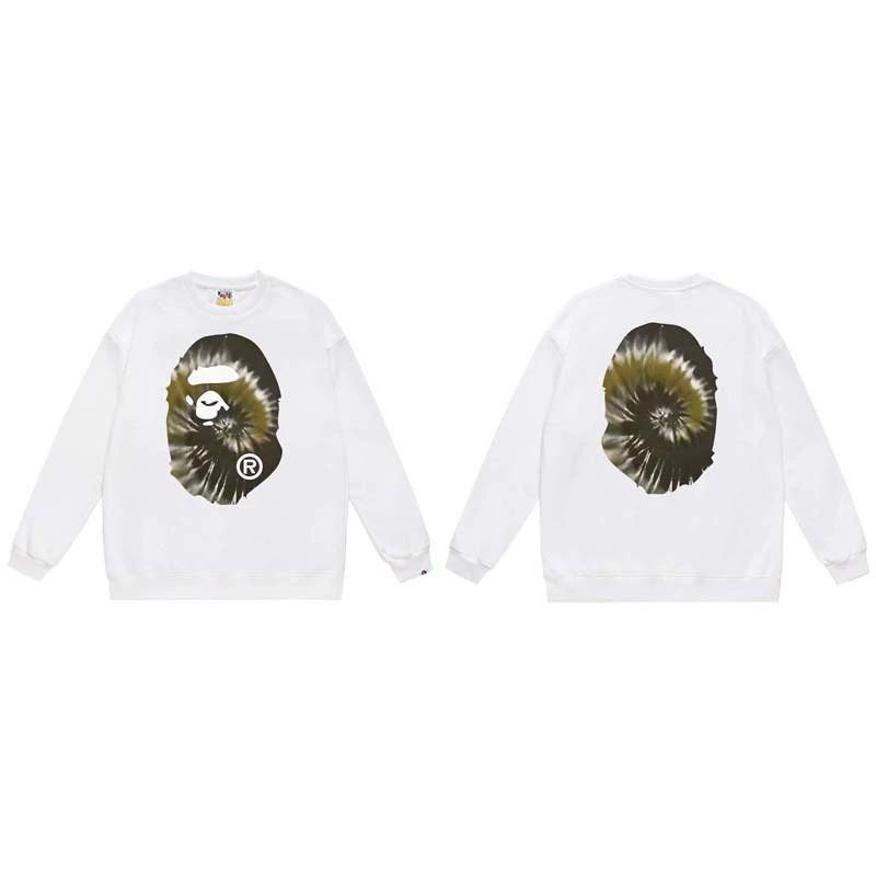BAPE-Style Heavyweight Cotton Crewneck Sweatshirt Mens Oversized Streetwear Pullover Fall