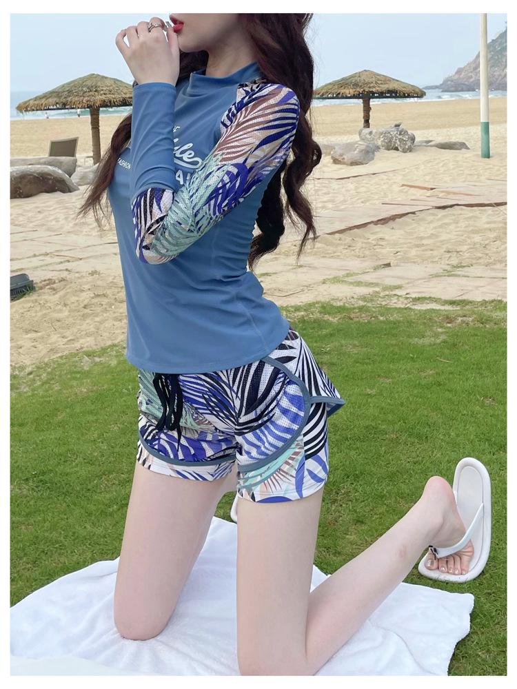 Women's Two-Piece Swimsuit: 2022 Trendy, Slimming, Conservative, Belly-Covering, Long-Sleeved Swimwear for Hot Springs and Pools