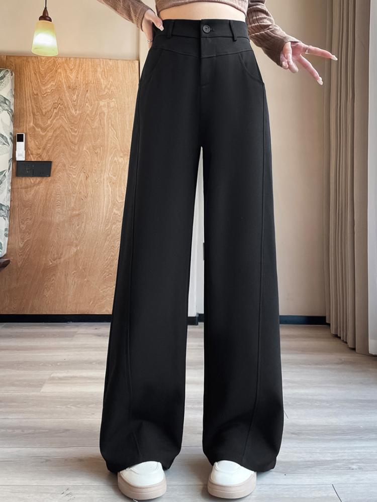 2025 Spring Summer Elegant Suit Wide-leg Pants Women's New Straight Mop Casual Trousers Narrow High Waist Drap Suit Pants