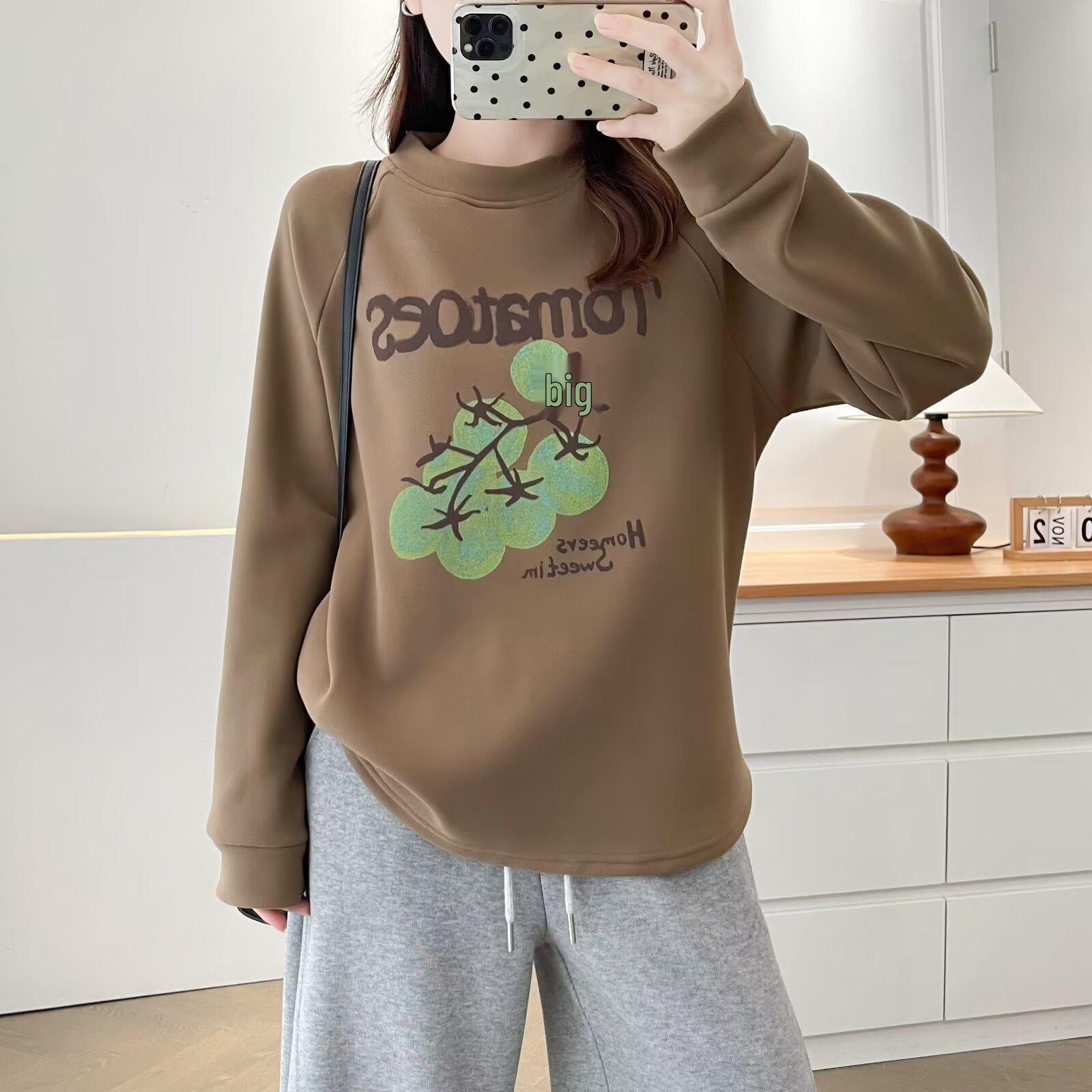 

2025 Autumn Winter Plus Size Women s Fleece-Lined Printed Hoodie 9691: Simple Fashion, Thickened Design. 3XL