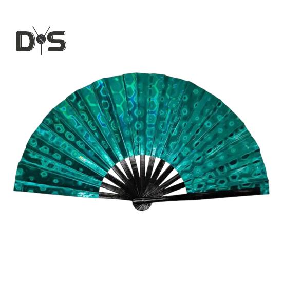 Holografischer Faltfächer, tragbar, schillernder PVC-Handfächer, Regenbogen-Sommer-Handfächer, Dekoration, Tanz-Performance-Requisiten, Party-Kostümzubehör