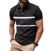 New Men's Casual POLO Shirt Summer Lapel Buttons Striped Casual Versatile T-shirt Tops