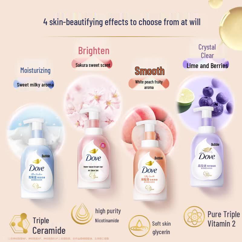 Dove Niacinamide Gentle Amino Acid Body Wash Set, White Peach & Cherry Blossom