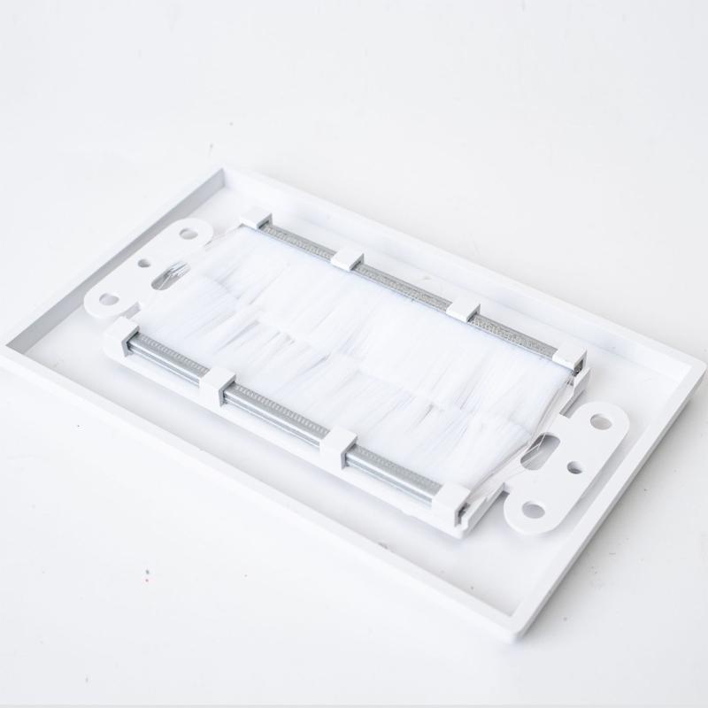 Dust Resistant Black Brush Wall Plate Cable Wall Plate For Wire in Wall Hider Cable Access , Wall Socket