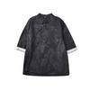 2026 Summer Men Thin Ice Silk Shirt Men Breathable Dragon Pattern Jacquard Shirt Male Stand Collar Button Seven-Half Sleeve T-Shirt Men Pullover