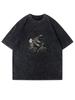 Unisex T-shirt Get in Loser Washed T-Shirt Funny Raccoon Graphic Washed T-Shirts Short Sleeve Printed Casual Loose