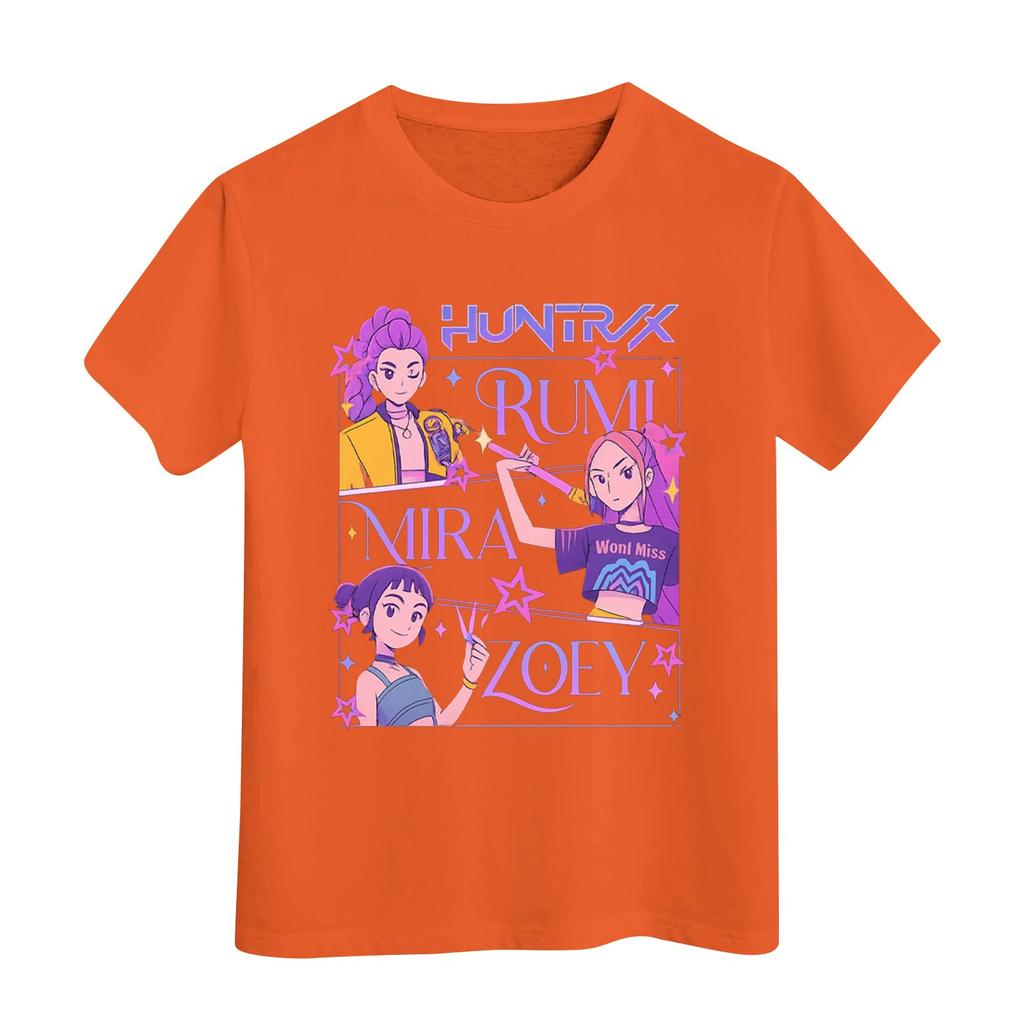 Boys Girls Round Neck Casual Printed Short-sleeved T-shirt Top
