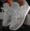 Spring and Summer Fashion Trend Large Size Round Head Low Top Sequins Women's Single Shoe Style Sports and Leisure