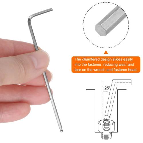 uxcell 2mm Ball Hex Wrench, L-Shaped Hex Key Wrench Set, Long, Precision 4-Piece Set, Easy to Apply Force, For Tightening, DIY Tools, Total Length 80m